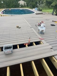 Deck framing over an in-ground pool